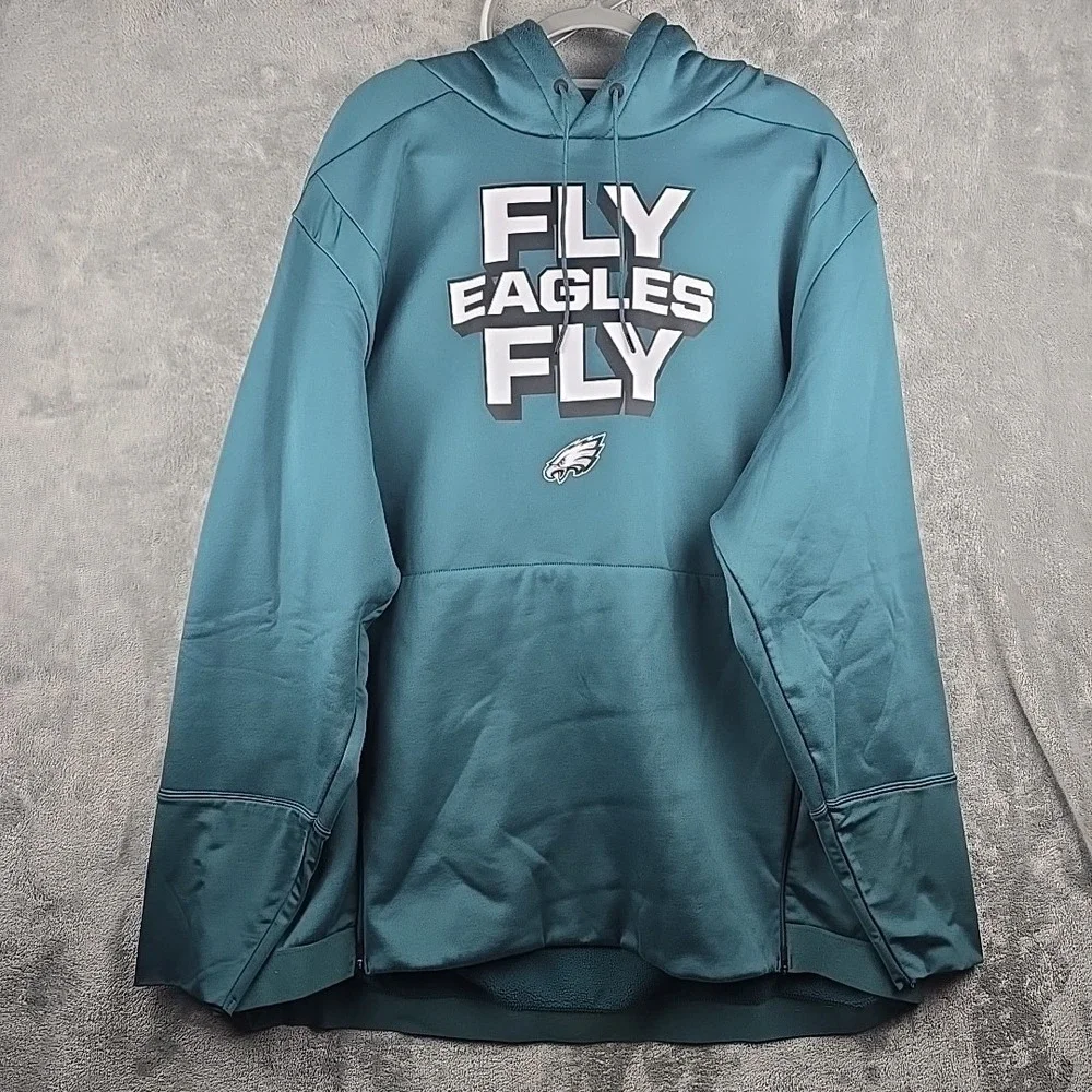 Nike Philadelphia Eagles Hoodie Mens 3XL Green On Field Fly Eagles Fly Side Zip‎